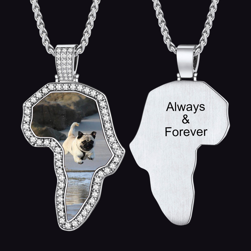 FaithHeart African Map Stainless Steel Picture Custom Tag Necklace FaithHeart