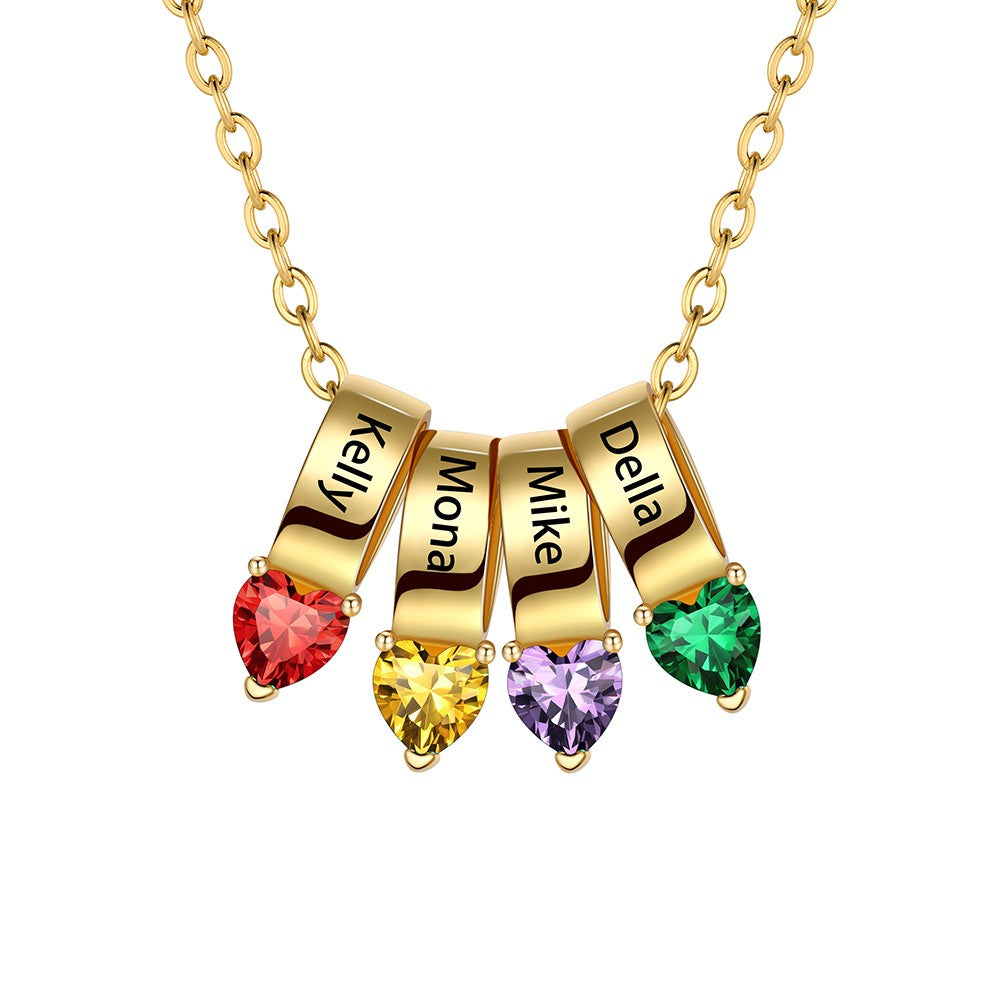 4 Gold Plated Heart Birthstone Necklace for Women BSP210067
