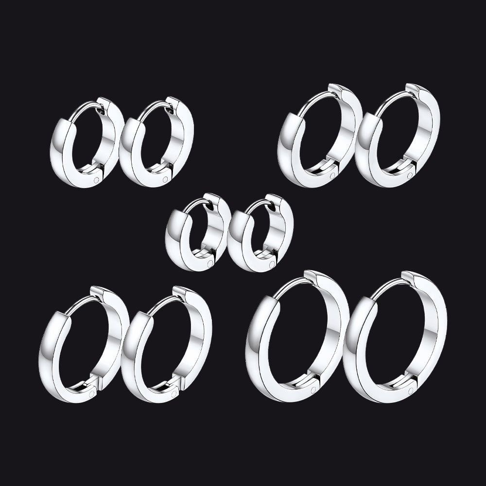 5 Pairs Minimalist Hoop Earrings Set for Men - FaithHeart Jewelry
