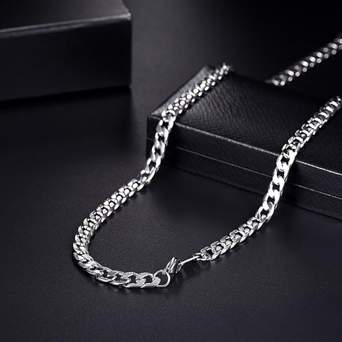 5MM Stainless Steel Cuban Chain Link Necklace for Men Women FaithHeart Jewelry