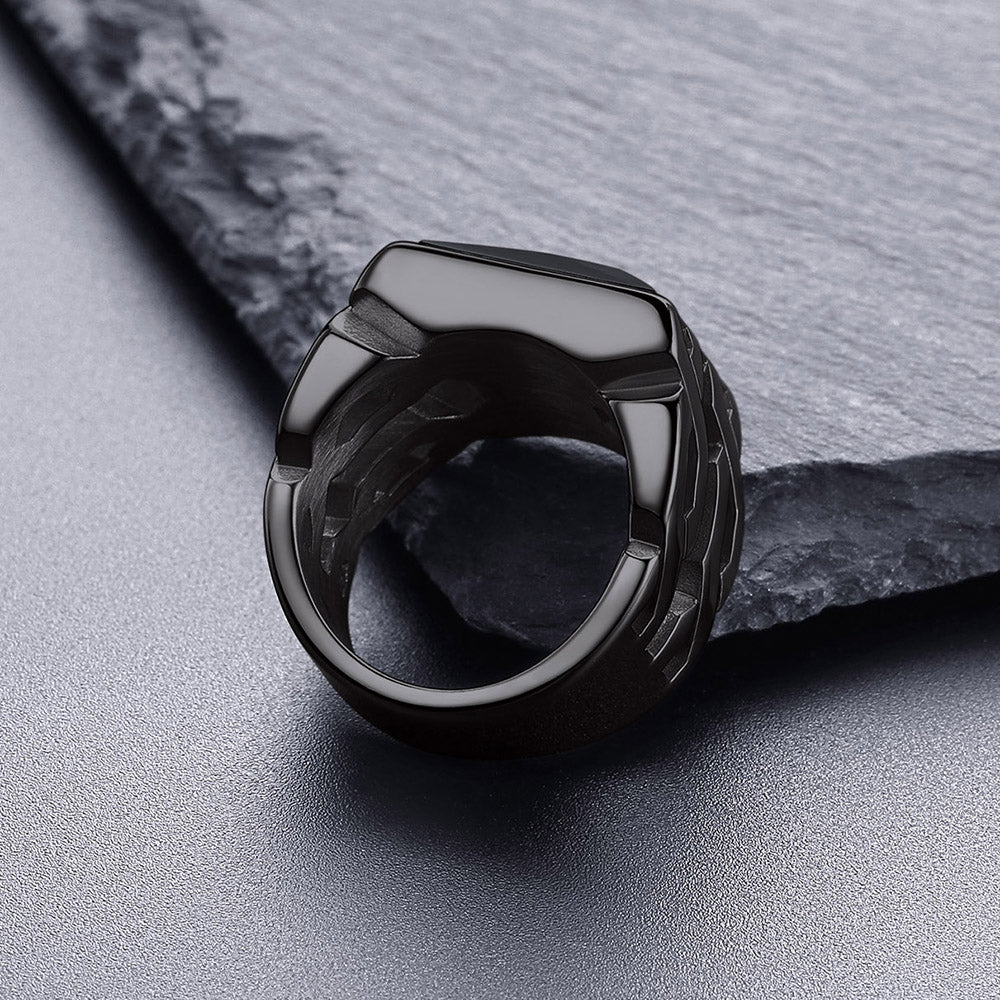 FaithHeart Fancy Cut Cubic Stone Stainless Steel Signet Ring FaithHeart