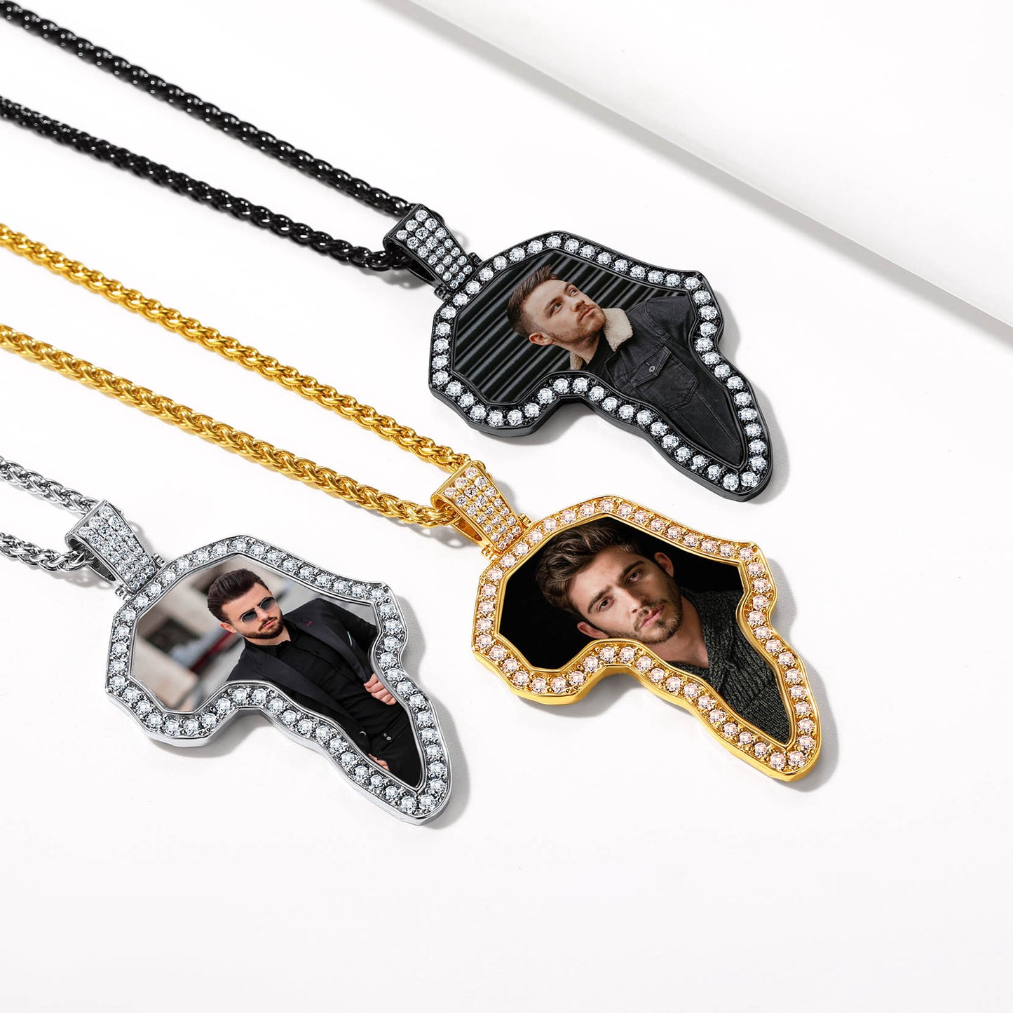 Personalized African Map Photo Necklaces, men's necklaces