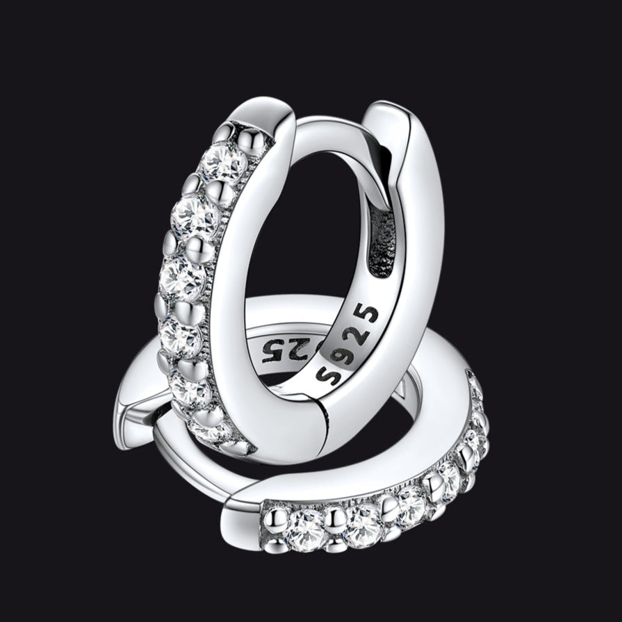Sterling Silver CZ Cartilage Huggie Hoop Earrings 6MM