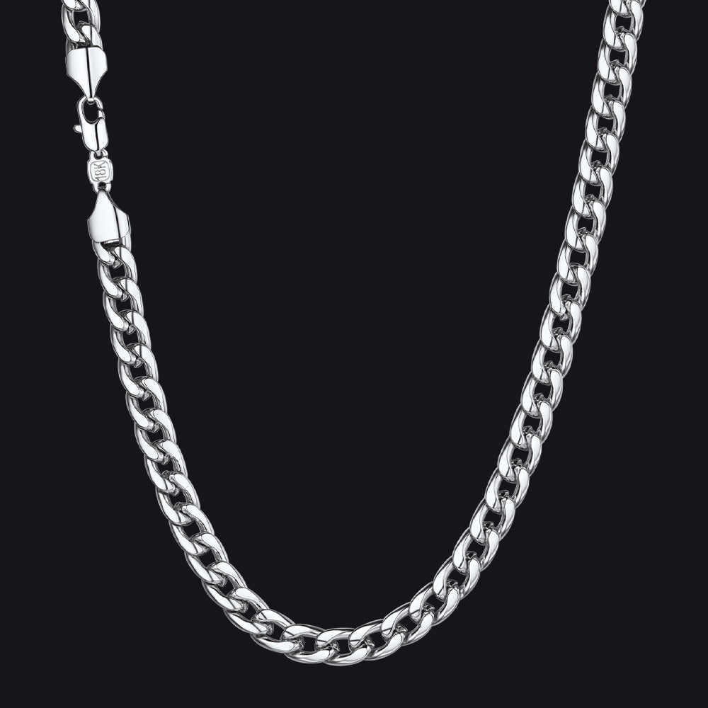 7MM Silver Cuban Chain Link Necklace for Men Women FaithHeart Jewelry