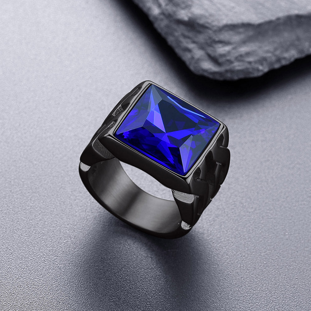 FaithHeart Fancy Cut Cubic Stone Stainless Steel Signet Ring FaithHeart