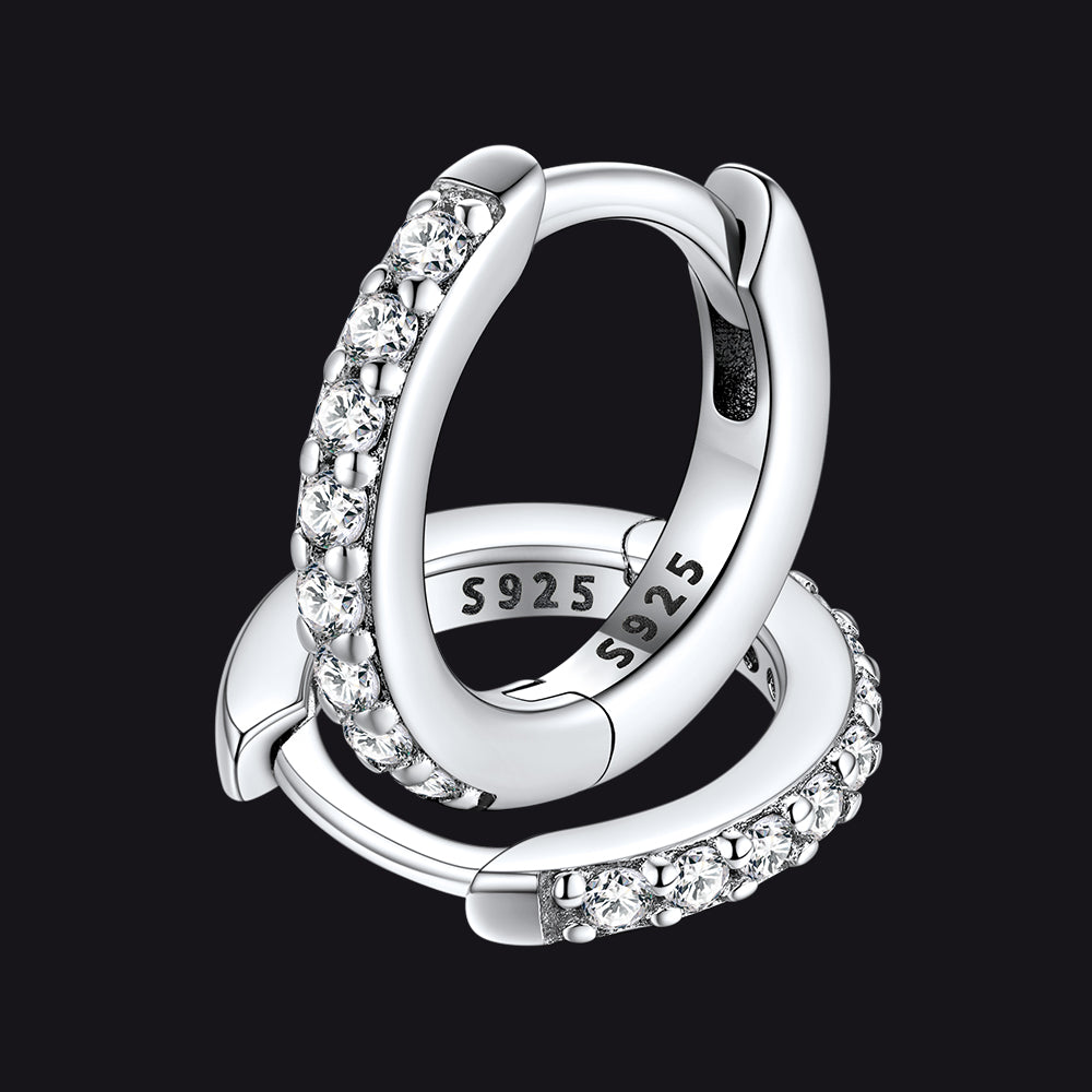 Sterling Silver CZ Cartilage Huggie Hoop Earrings 8MM