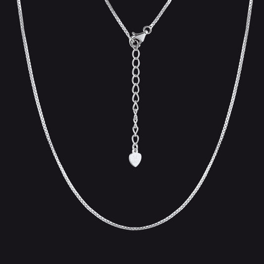 Sterling Silver Slim Box Chain Necklace for Women 1MM Widthimg