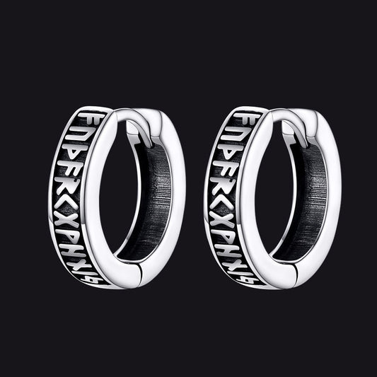 FaithHeart Norse Viking Runes Hoop Earrings For Men FaithHeartimg