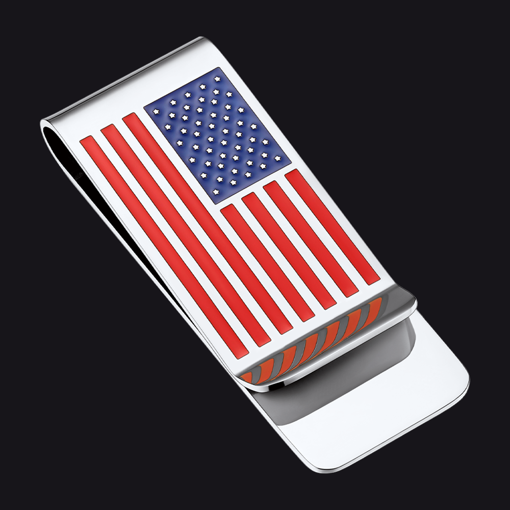 Stainless steel American flag money clip for men