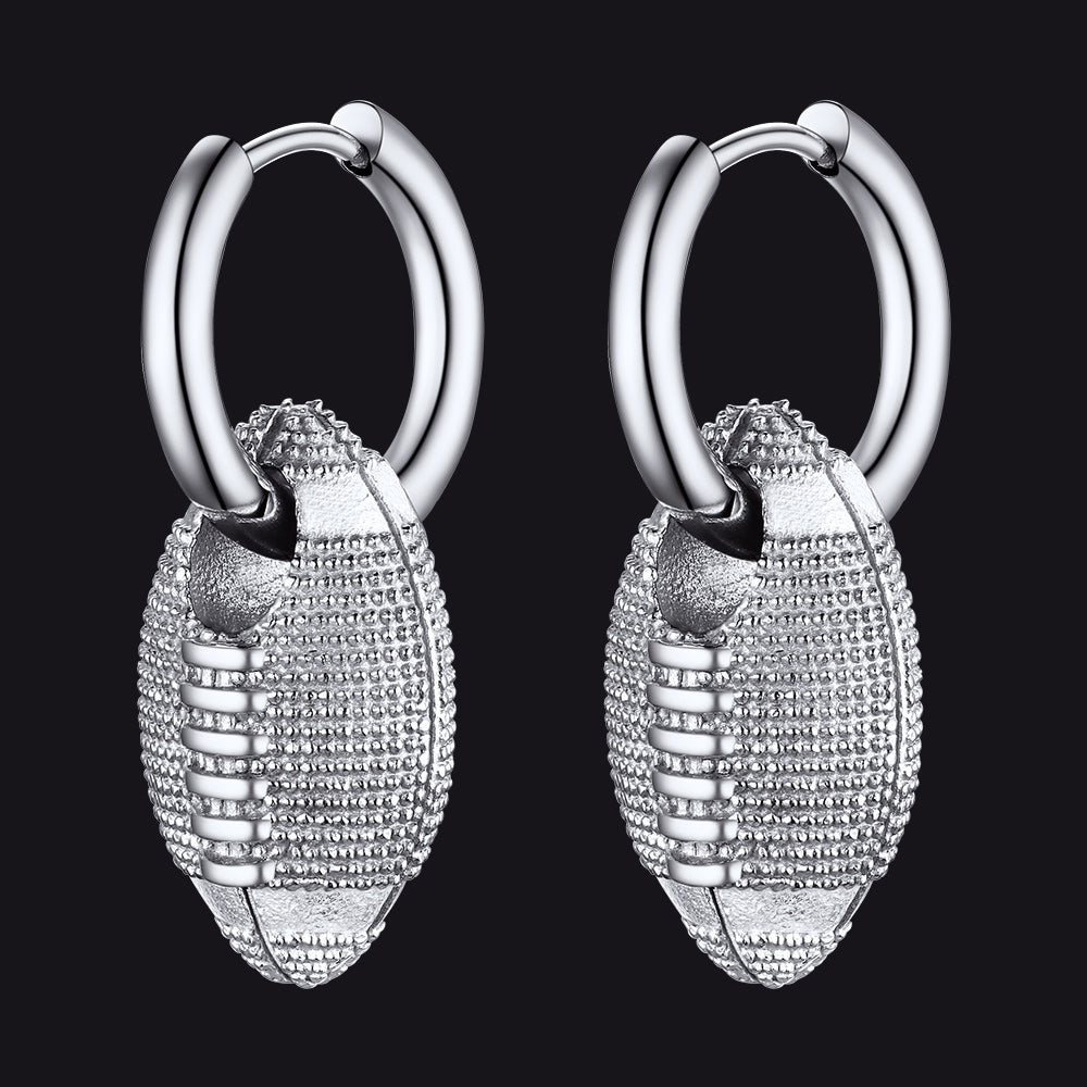 FaithHeart American Football Dangle Hoop Earrings for Men FaithHeart