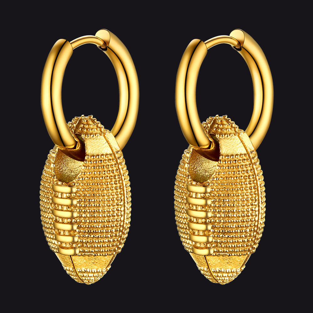 FaithHeart American Football Dangle Hoop Earrings for Men FaithHeart