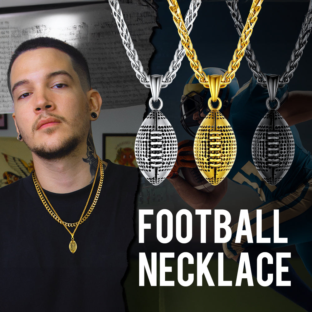 3D American Football Pendant Necklace for Men Women