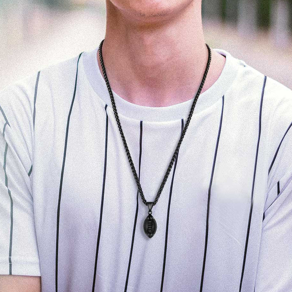 3D American Football Pendant Necklace for Men Women