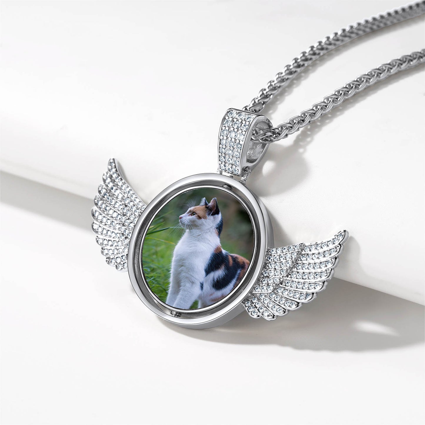 Custom photo necklace with cat picture, memorial gift