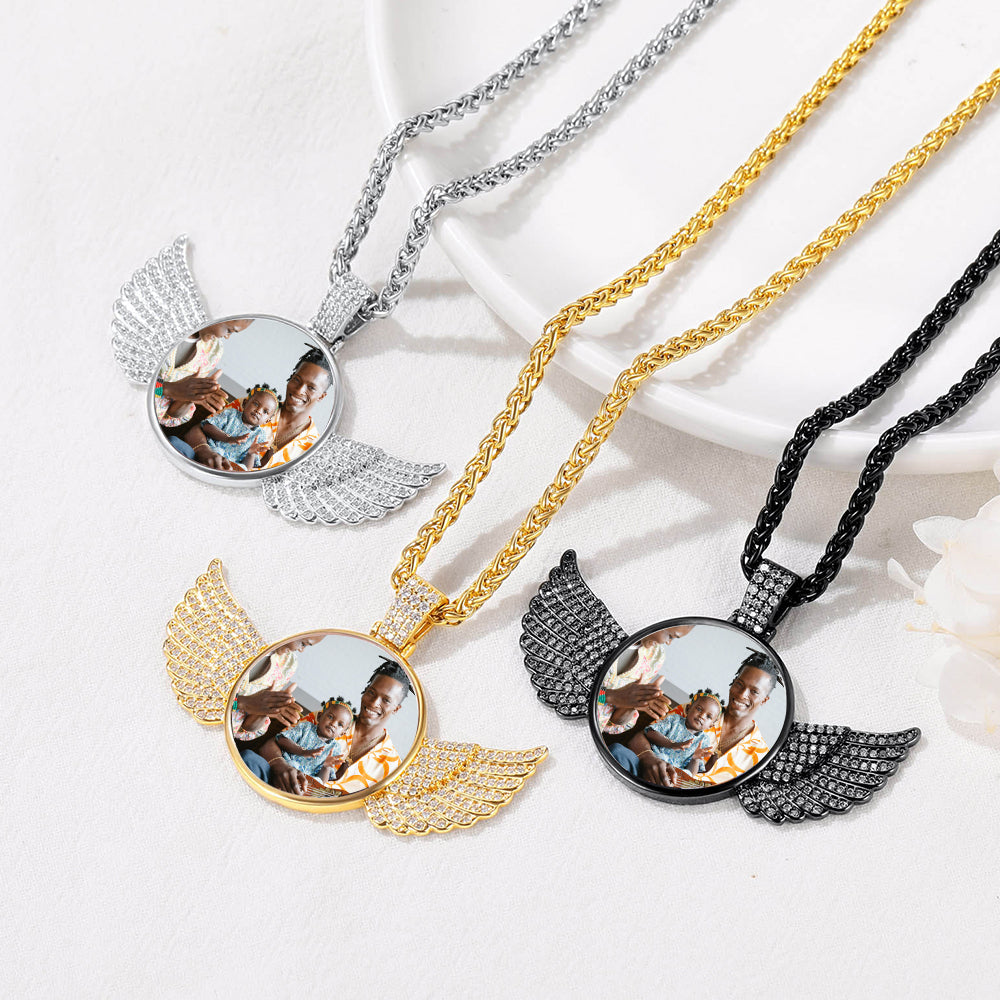 Custom Photo Angel Wing Necklace - Memorial Gift