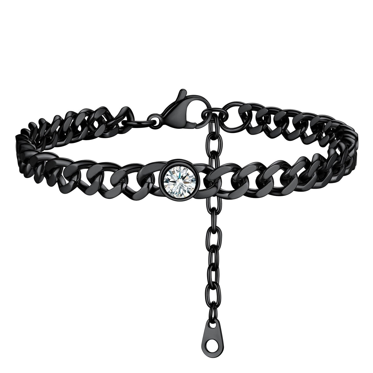 April Birthstone Anklet Black Plated PSA40044