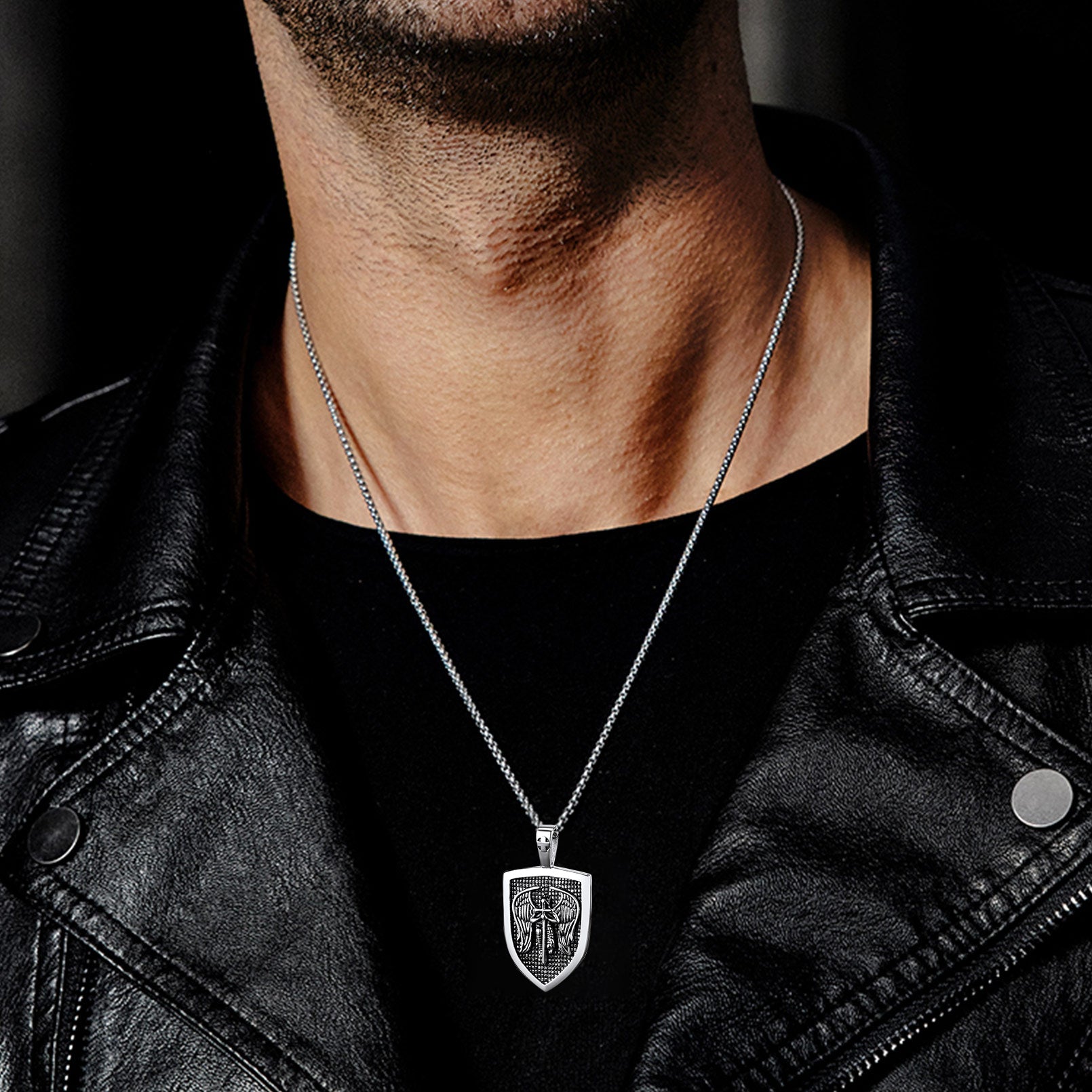 FaithHeart Shield Archangel St. Michael Protection Necklace For Men FaithHeart
