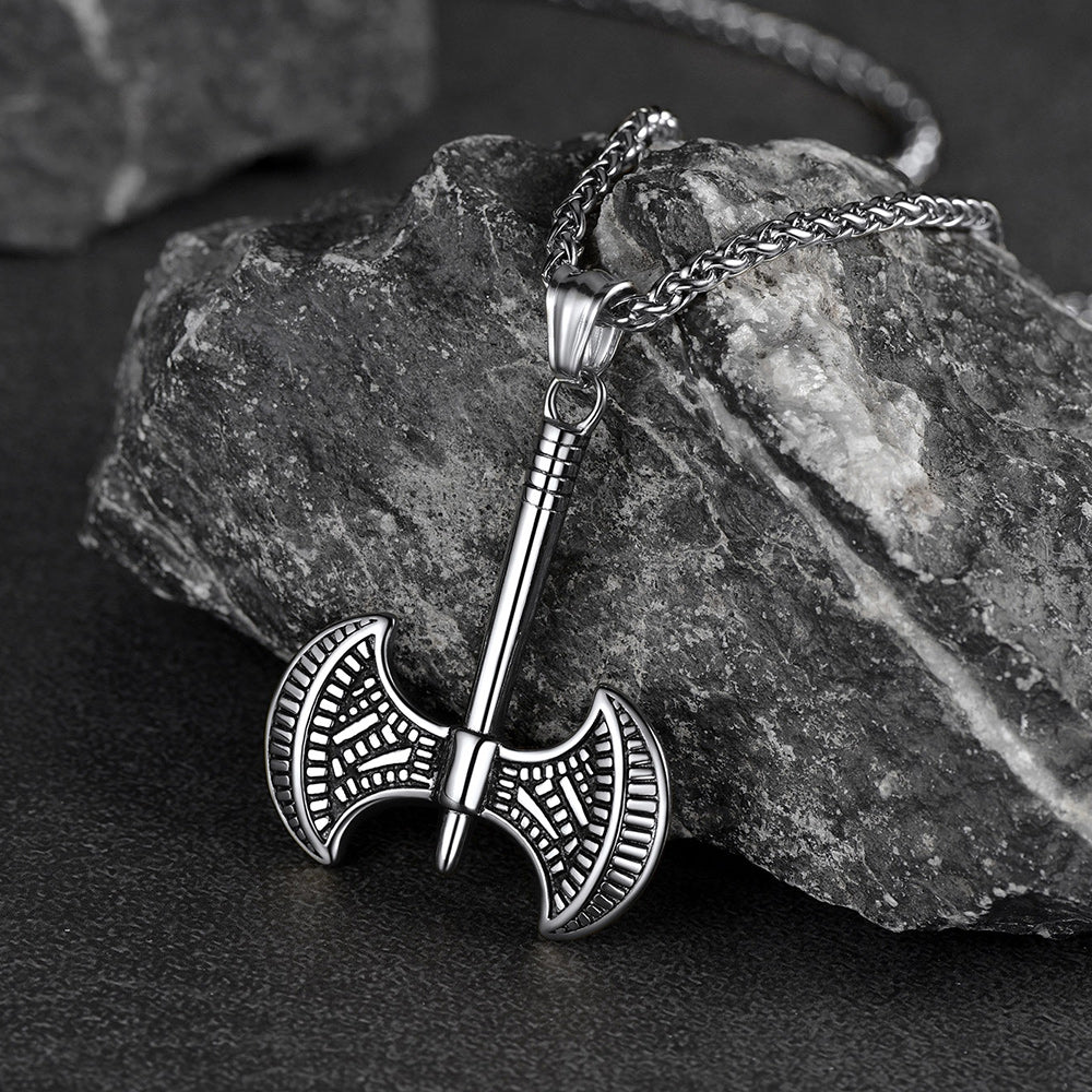 Viking Solid Axe Necklace Amulet for Men Boys FaithHeart Jewelry