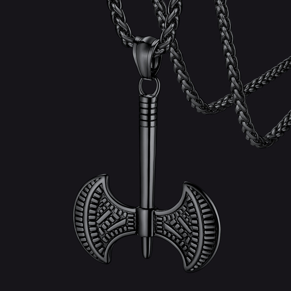 Viking Solid Axe Necklace Amulet for Men Boys FaithHeart Jewelry