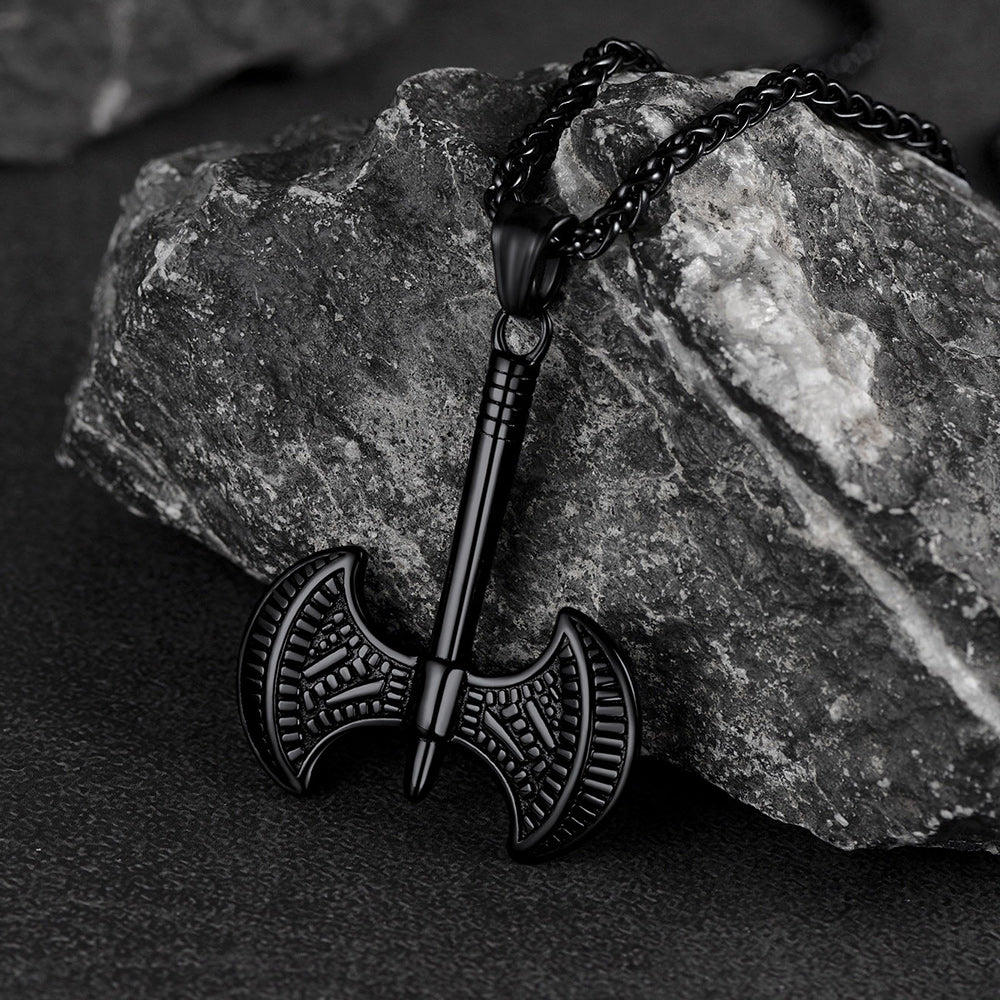 Viking Solid Axe Necklace Amulet for Men Boys FaithHeart Jewelry