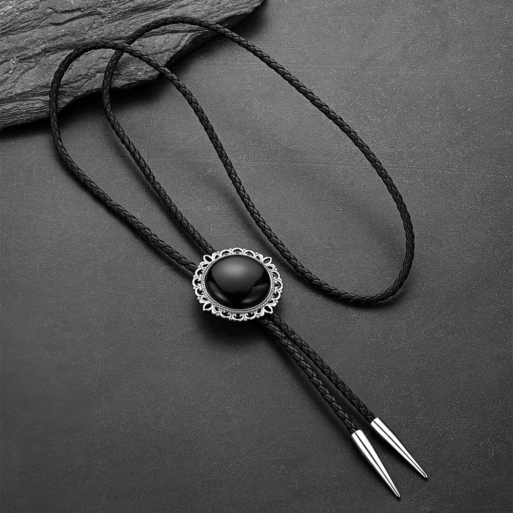 FaithHeart Black Onyx Bolo Ties Wedding Western Necktie for Men FaithHeart