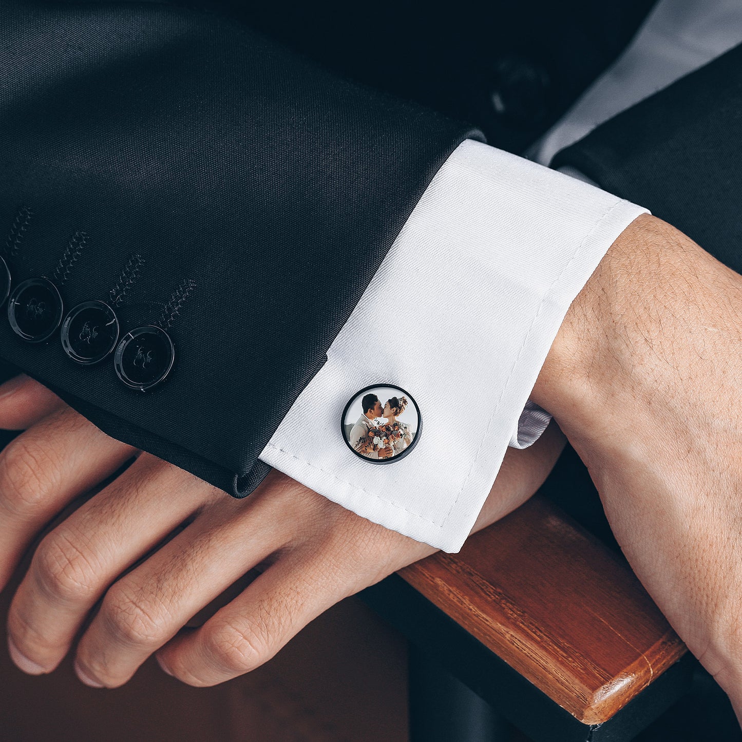 Classic Custom Photo Monogram Name Cufflinks FaithHeart Jewelry