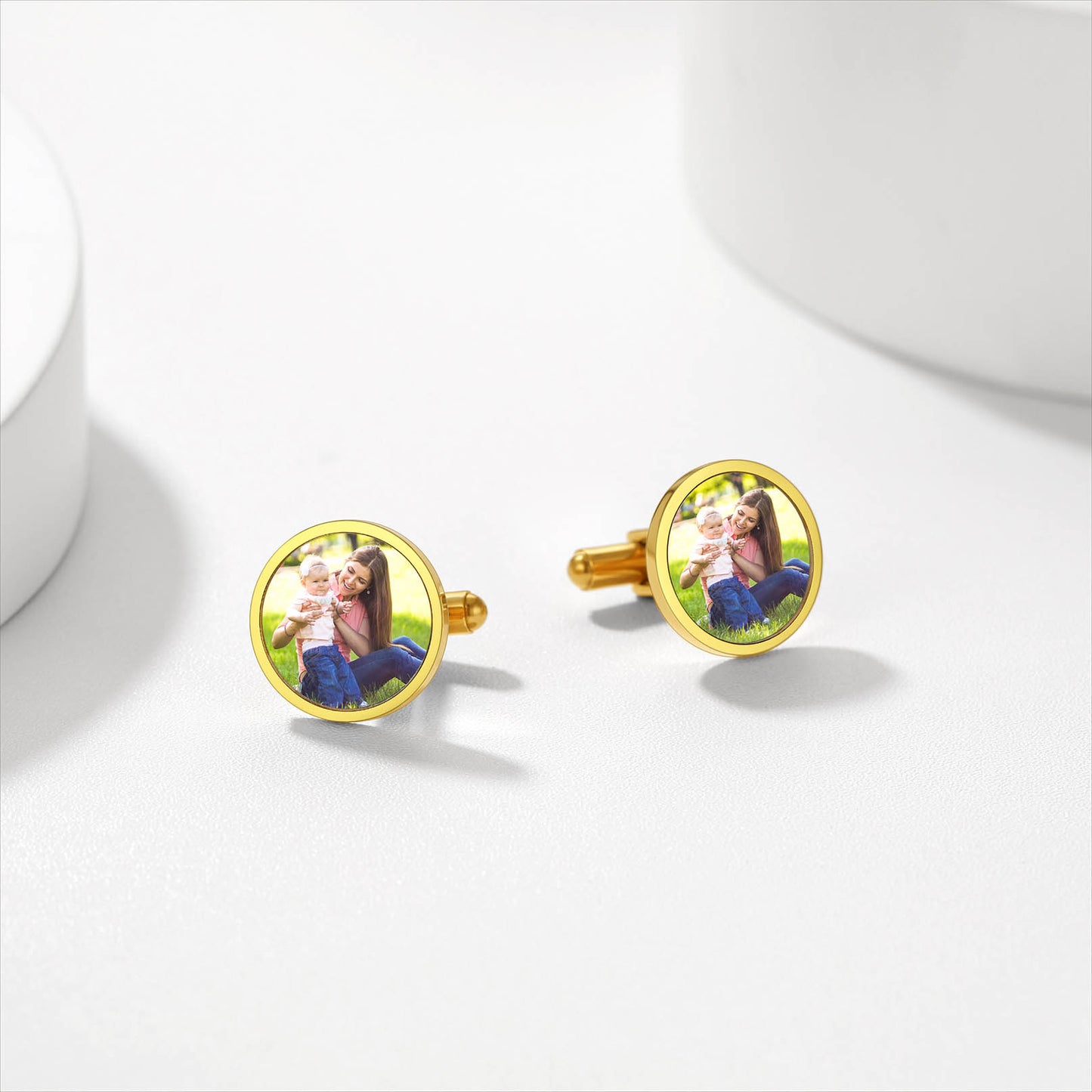 Classic Custom Photo Monogram Name Cufflinks FaithHeart Jewelry