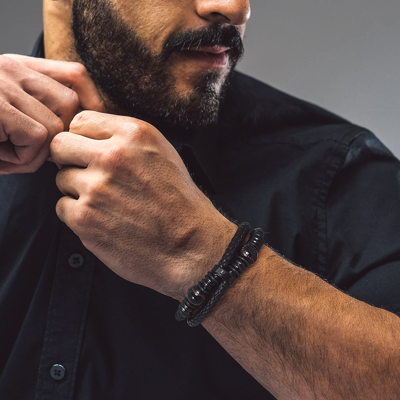 FaithHeart Punk Baseball Leather Cuff Bracelet Braided for Men FaithHeart