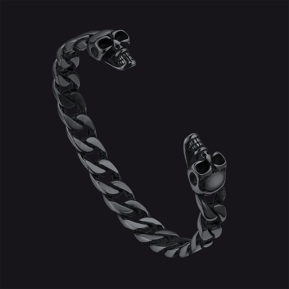 FaithHeart Gothic Skull Bracelet Skeleton Head Cuban Chain Bracelet FaithHeart
