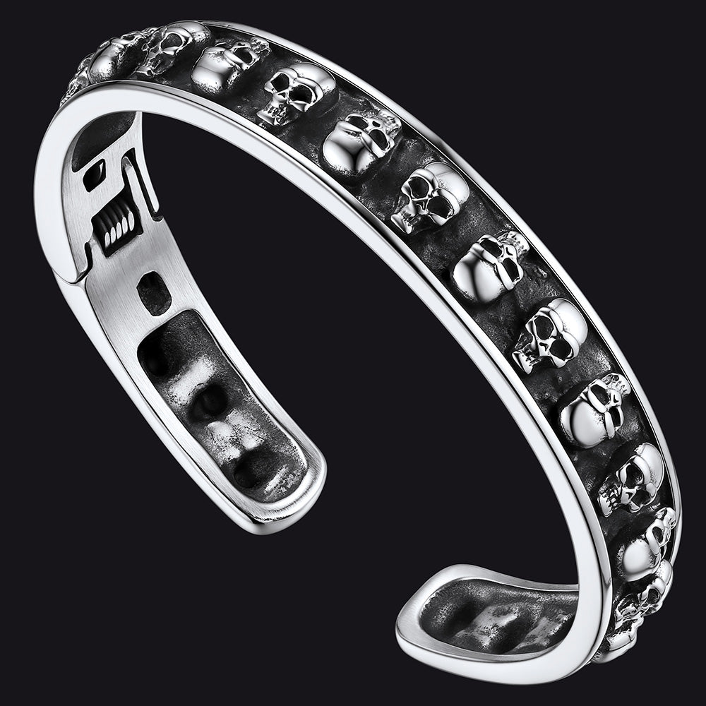 FaithHeart Skull Cuff Bracelet Gothic Punk Bangles FaithHeart