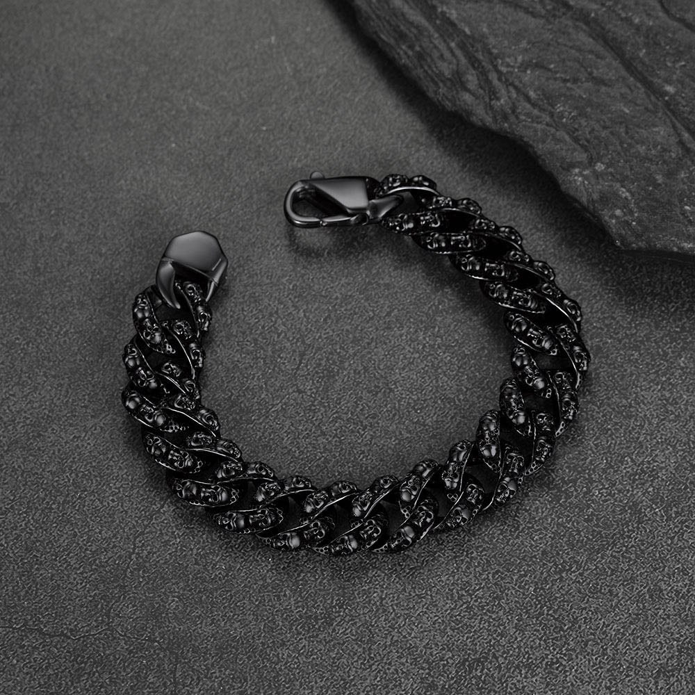 FaithHeart Vintage Skull Chunky Cuban Chain Stainless Steel Braclet FaithHeart