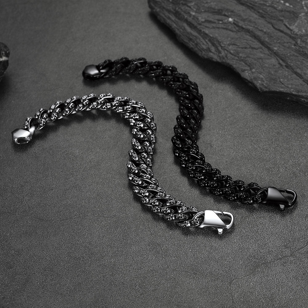 FaithHeart Vintage Skull Chunky Cuban Chain Stainless Steel Braclet FaithHeart