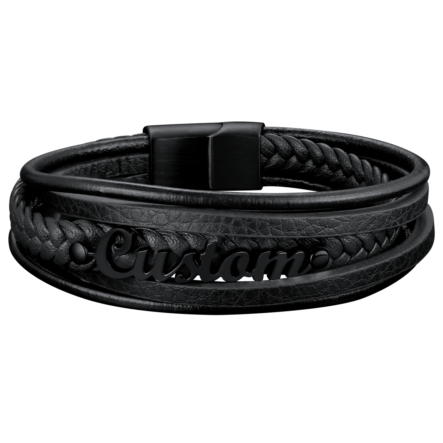 FaithHeart Custom Braided Leather Wristband Bracelet for Men FaithHeart