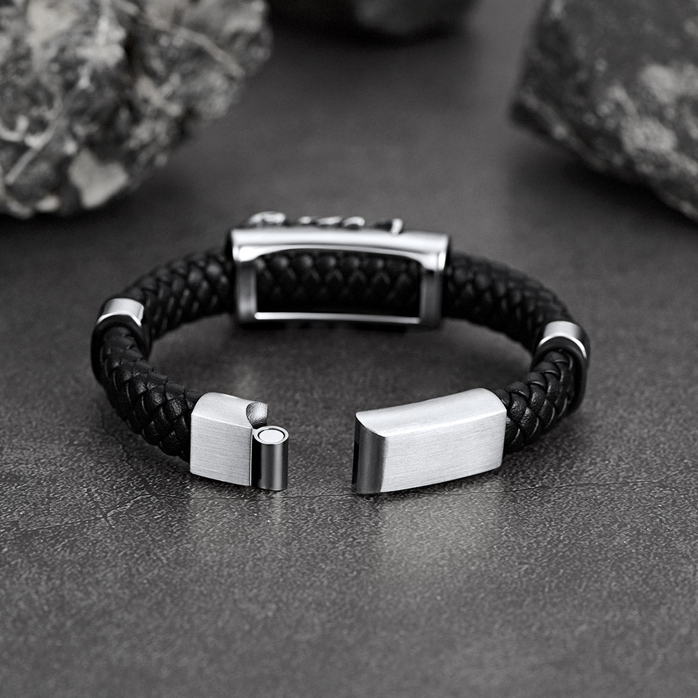 FaithHeart Black Leather Braided Scorpion Bracelet Gothic Punk Leather Cuff Wristband FaithHeart