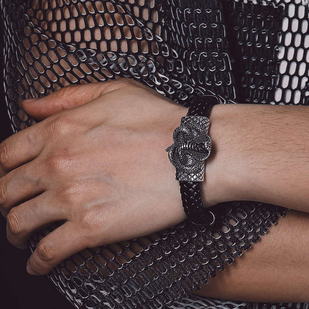 FaithHeart Cobra Leather Bracelet Punk Charm Bracelet FaithHeart