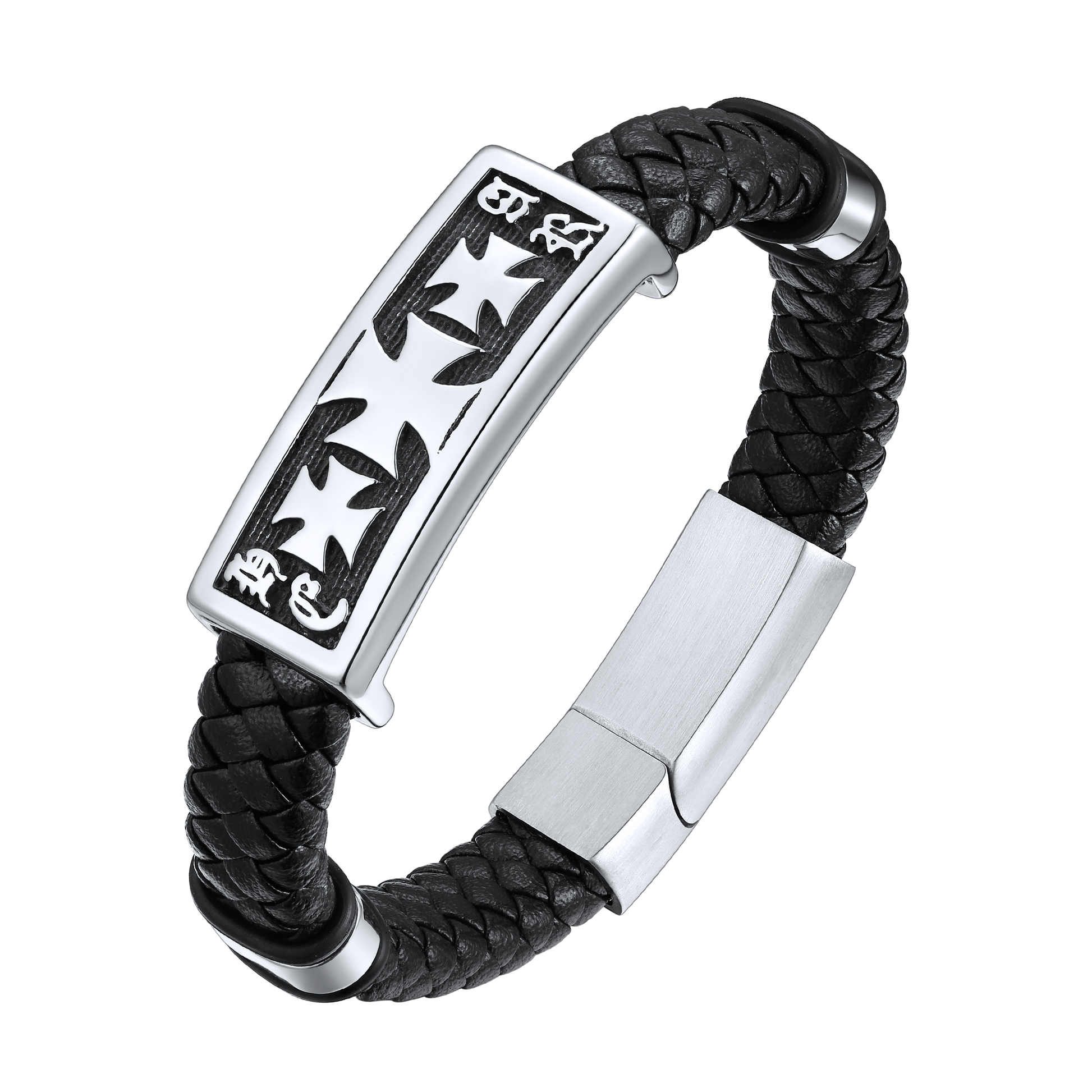Knights Templar Cross Leather Bracelet for Men