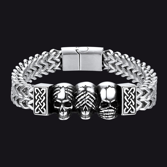 Stainless Steel Gothic Skull Celtic Knot Bracelet For Menimg