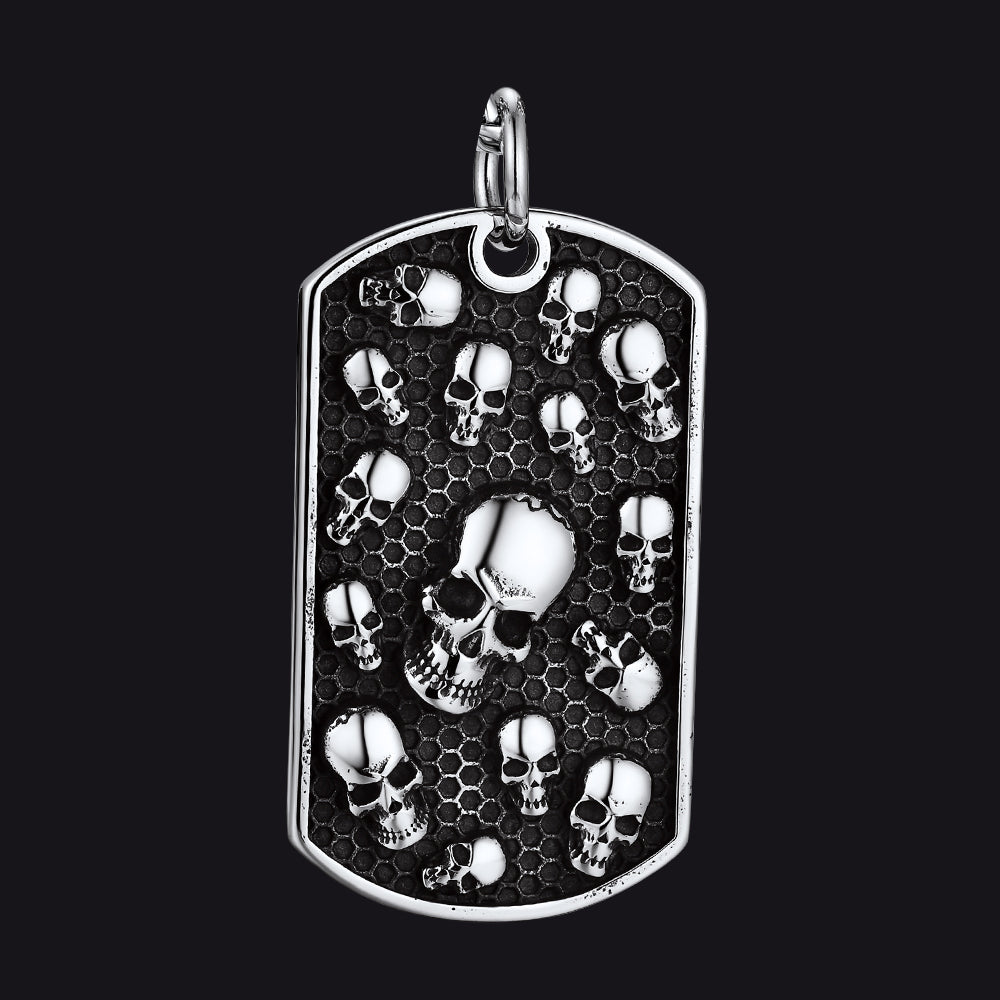 Multi Skull Dog Tag Pendant FaithHeart Jewelry