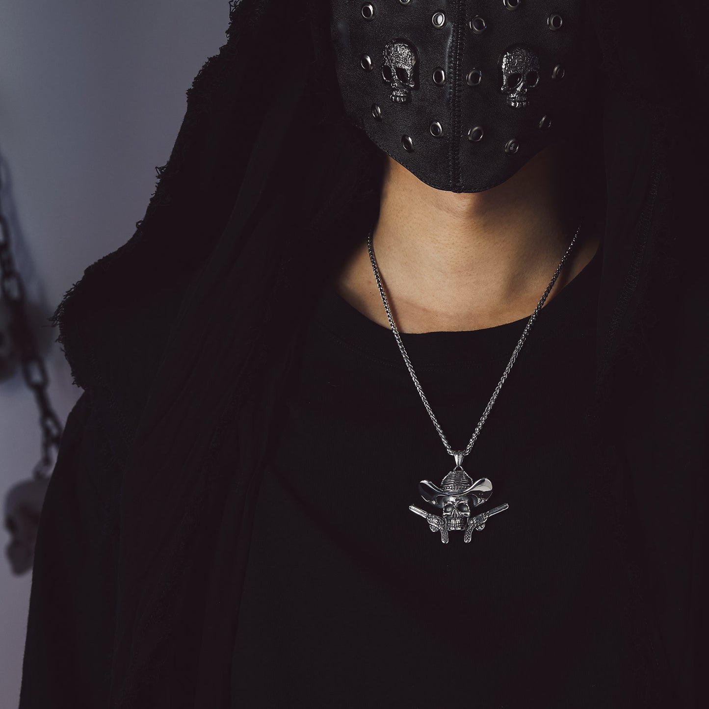 FaithHeart Gothic Cowboy Skull Pendant Necklace FaithHeart