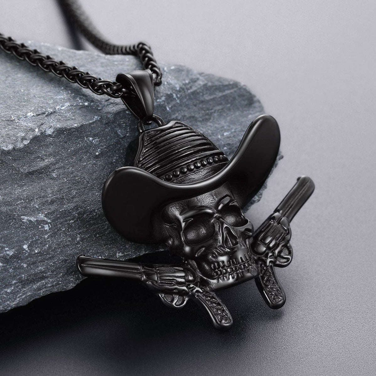FaithHeart Gothic Cowboy Skull Pendant Necklace FaithHeart