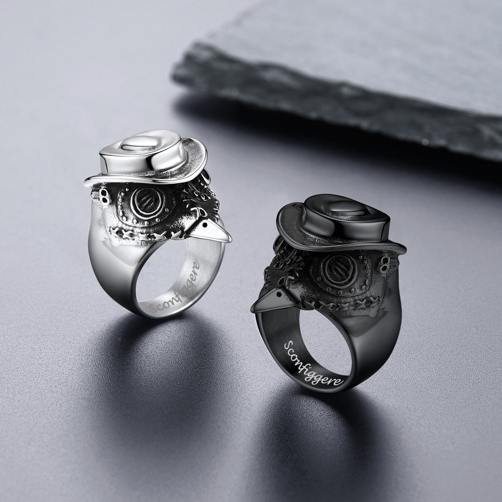 FaithHeart Retro Style Stainless Steel Plague Doctor Ring FaithHeart