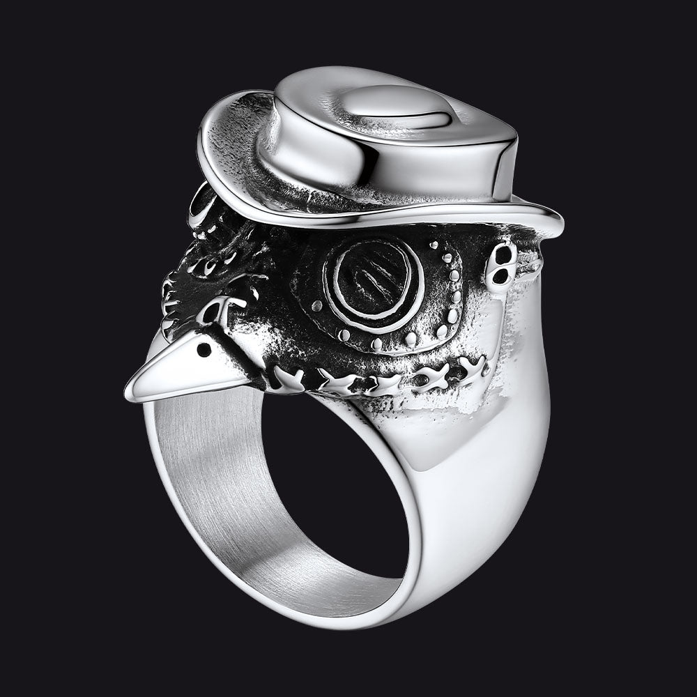 FaithHeart Plague Doctor Stainless Steel Ring for Men FaithHeart