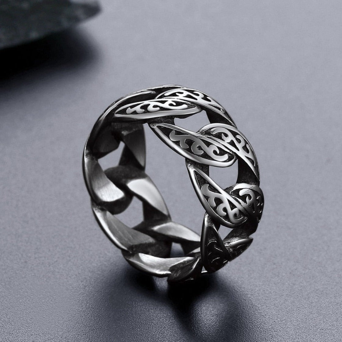 FaithHeart Celtic Cuban Chain Rings For Men Stainless Steel FaithHeart