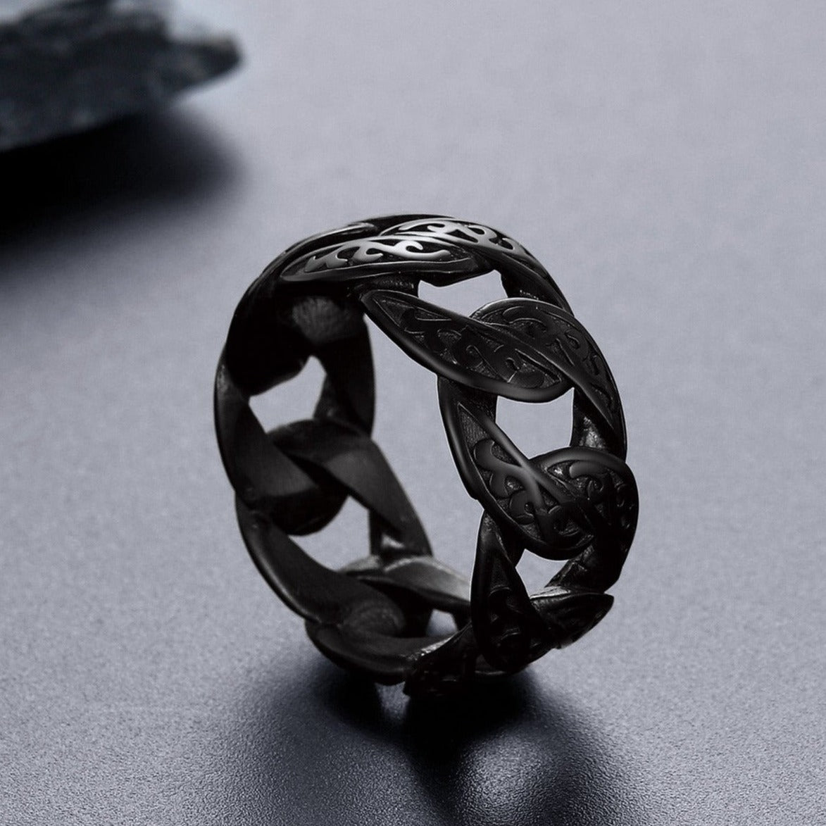 FaithHeart Celtic Cuban Chain Rings For Men Stainless Steel FaithHeart