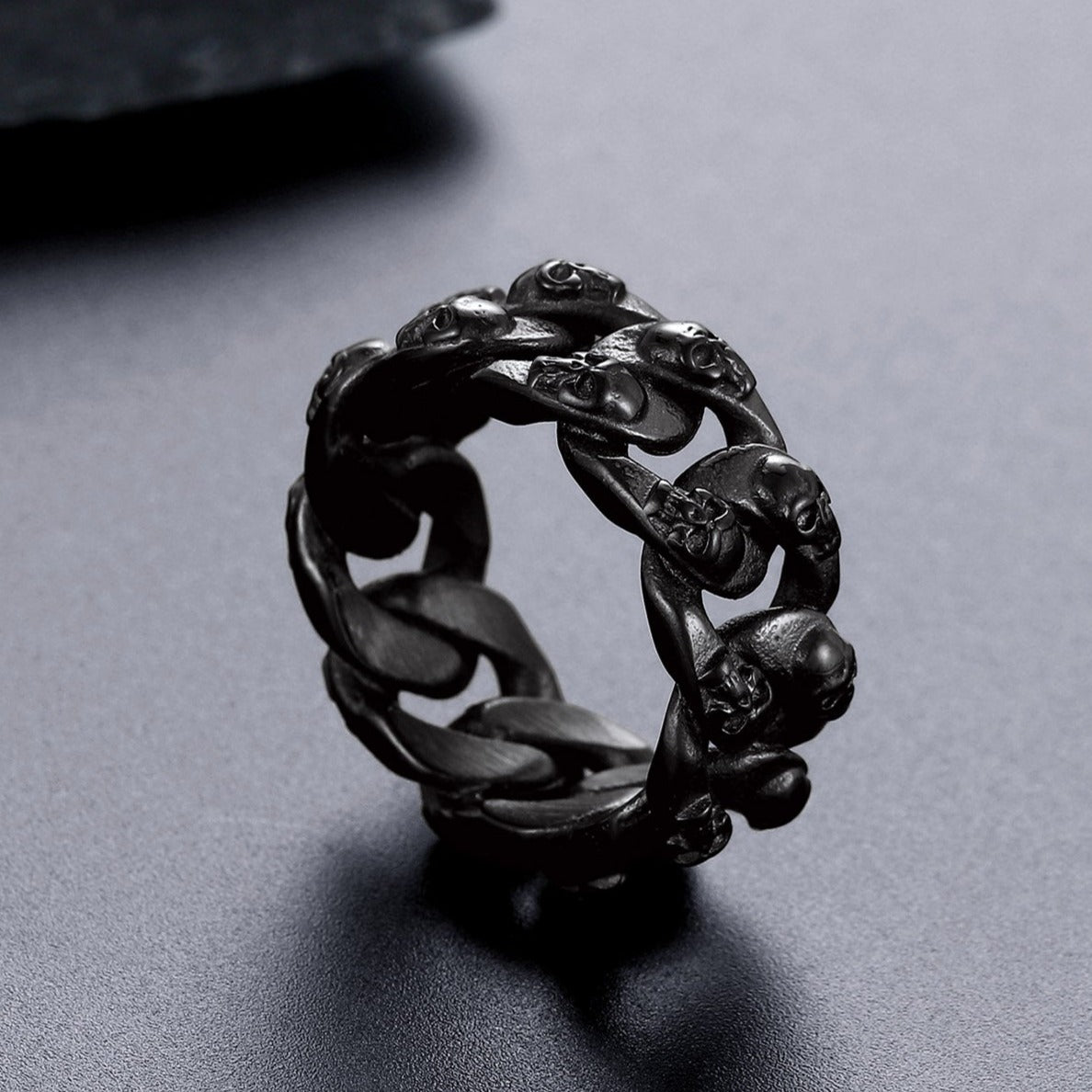 FaithHeart Gothic Skull Cuban Chain Ring Stainless Steel FaithHeart