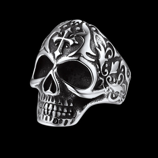 FaithHeart Cross Skull Stainless Steel Gothic Ring FaithHeartimg