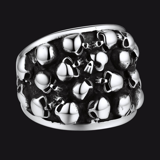 FaithHeart Biker Skeleton Multi Skull Band Ring For Men FaithHeartimg