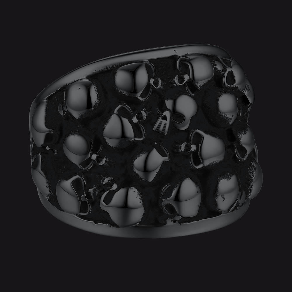 FaithHeart Biker Skeleton Multi Skull Band Ring For Men FaithHeart