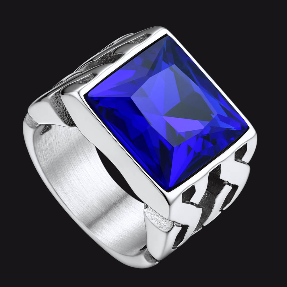 FaithHeart Celtic Stone Signet Ring Stainless Steel Ring for Men FaithHeart