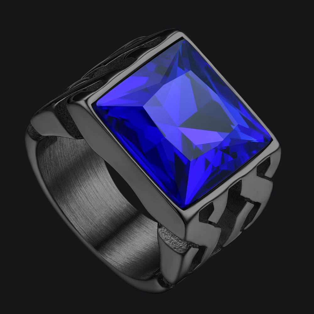 FaithHeart Celtic Stone Signet Ring Stainless Steel Ring for Men FaithHeart